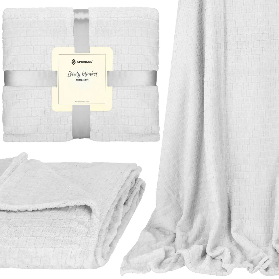 Плед-покрывало Extra Soft Springos HA7107 белый 130x180 см