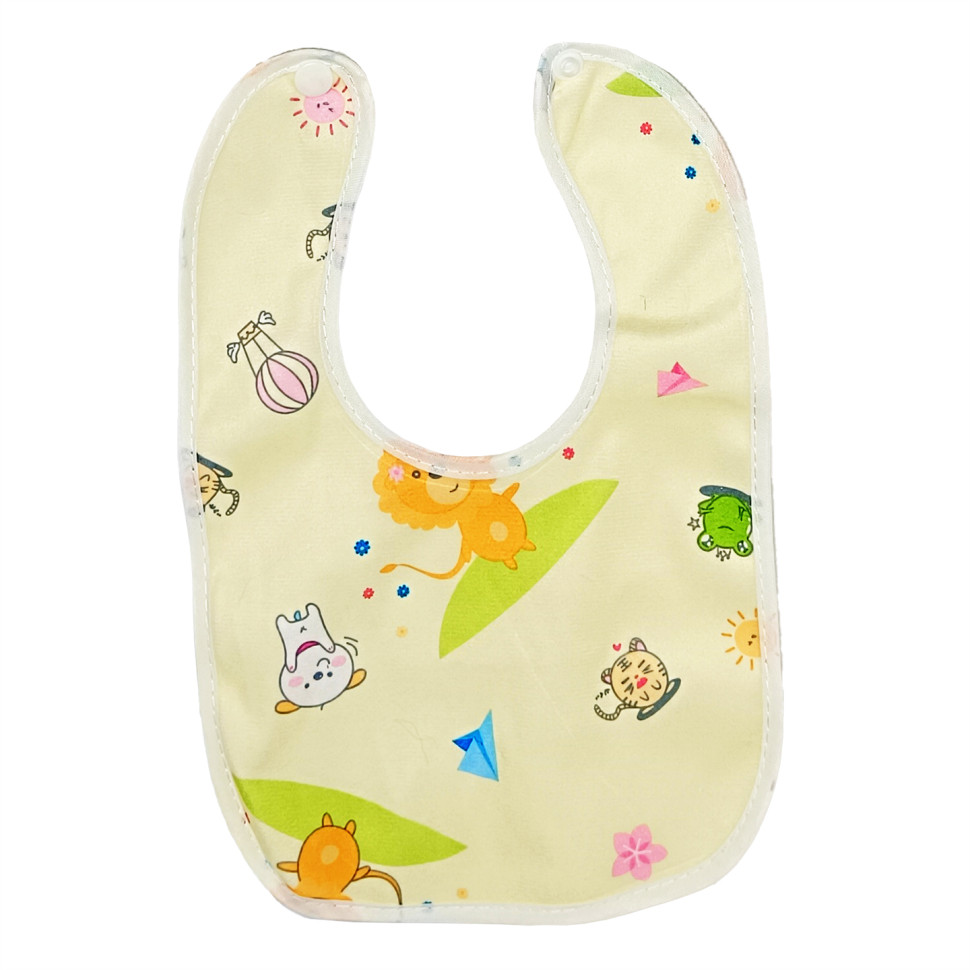 Дитячий тканинний слинявчик Mega Zayka MGZ-0600(Light-Yellow) на кнопці