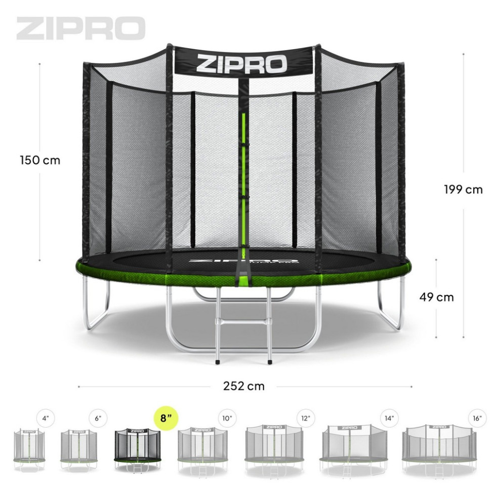 Батут с внутренней сеткой Jump Pro Zipro 5902659840714, 8 футов 252 см 