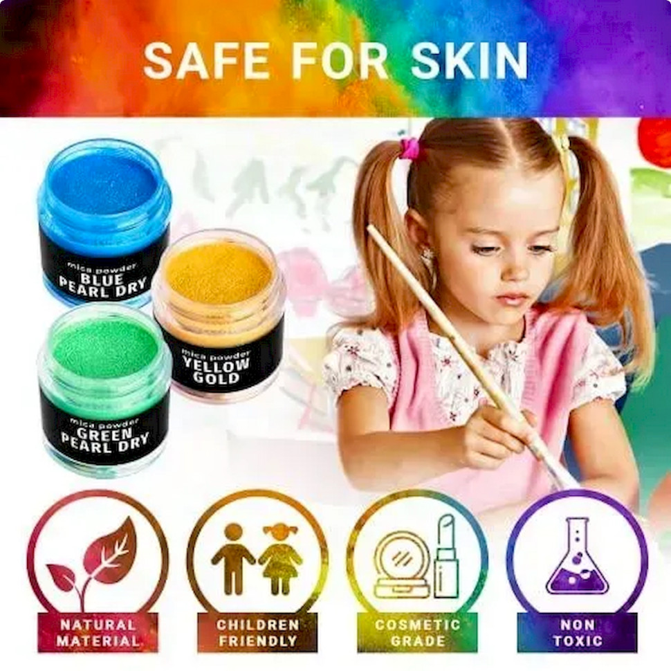 Слюдяний пігментний порошок для творчості Alexes MC-004, 36 банок по 2,8 грама