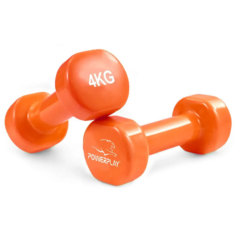 Гантели виниловые Achilles PowerPlay PP_4125_4125_4kg_2in, 2*4 кг Оранжевые 2 шт