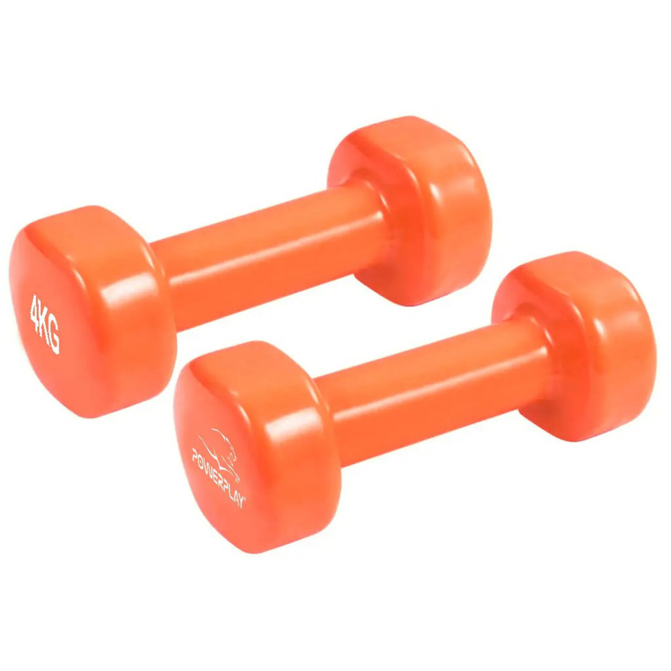Гантели виниловые Achilles PowerPlay PP_4125_4125_4kg_2in, 2*4 кг Оранжевые 2 шт
