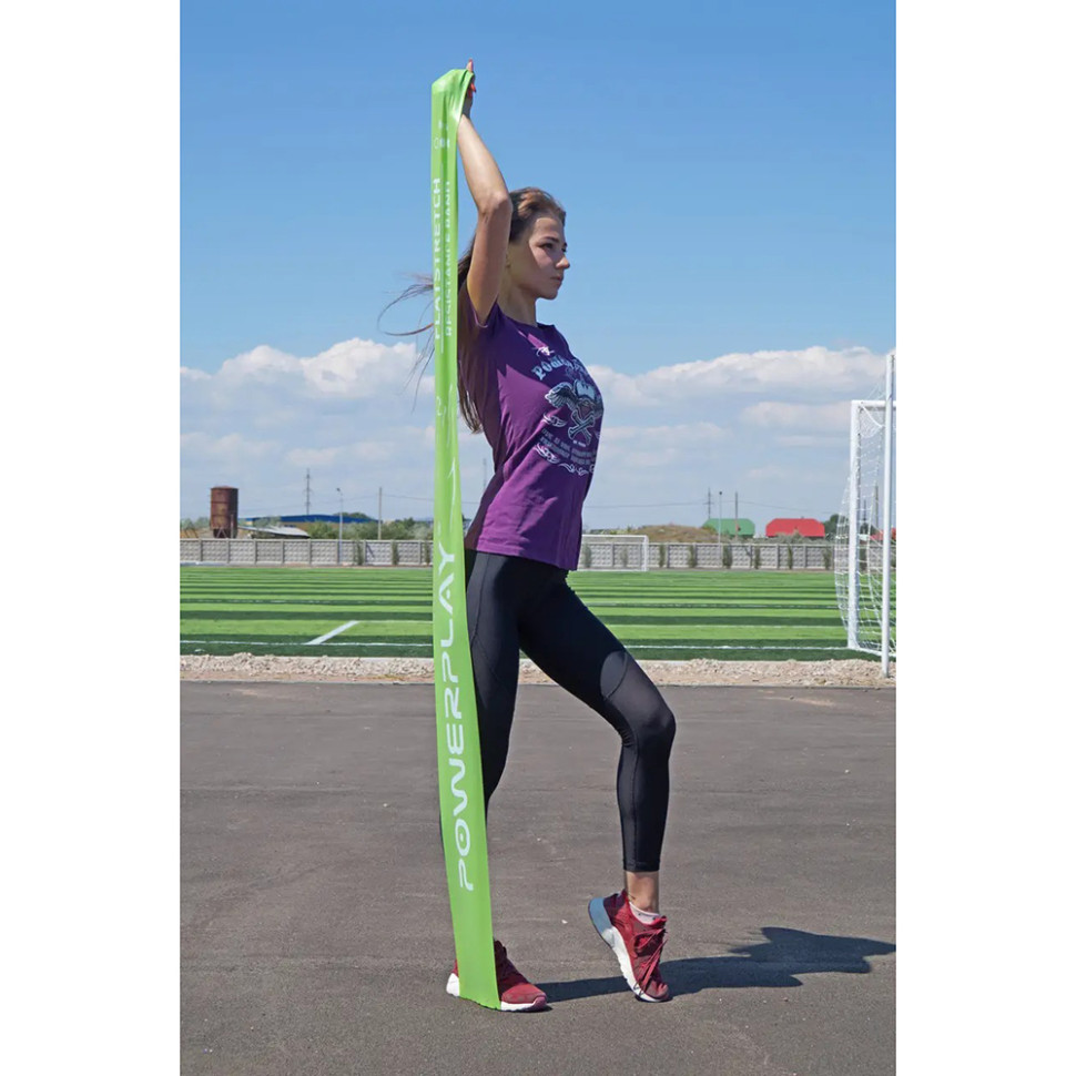 Лента эспандер PowerPlay PP_4112_Green_Medium, зеленая, (200*15*0.5мм, 9кг)