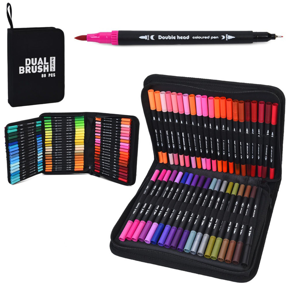 Набір скетч-маркерів Bambi MK 5766-80 двосторонні 80 штук