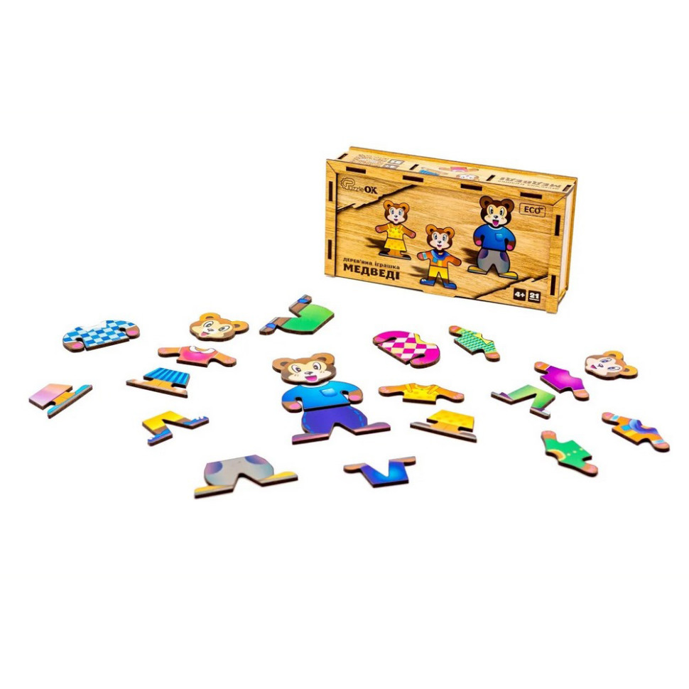 Дерев'яна настільна гра Ведмедики PuzzleOK Puz-12141