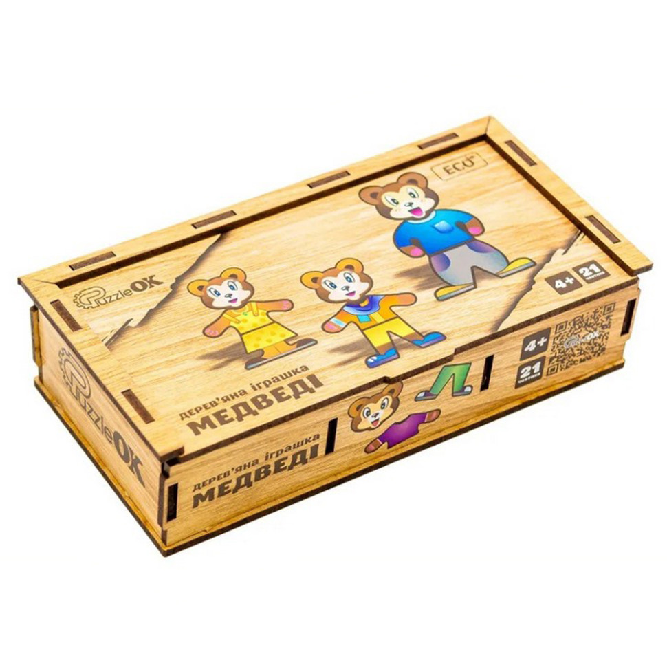 Дерев'яна настільна гра Ведмедики PuzzleOK Puz-12141
