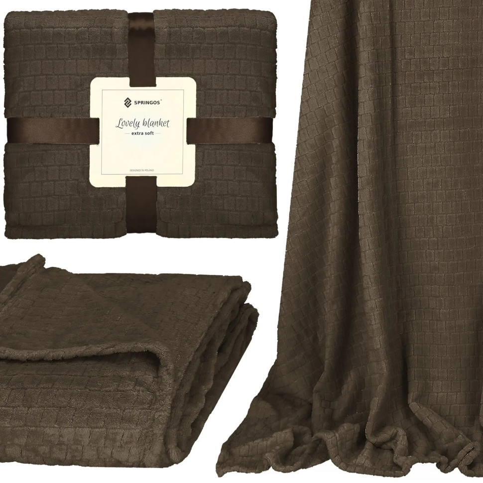 Плед-покрывало Extra Soft Springos HA7109 коричневый 130x180 см