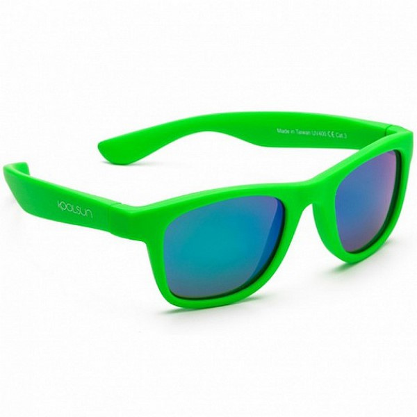 Дитячі сонцезахисні окуляри Koolsun неоново-зелені серії Wave (Розмір: 1+) KS-WANG001