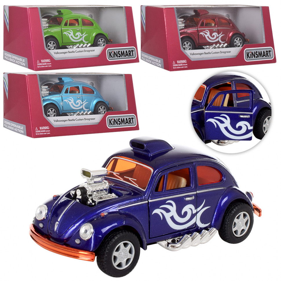 Машинка металева Volkswagen Beetle Custom Dragracer Kinsmart KT5405W інерційна 1:32