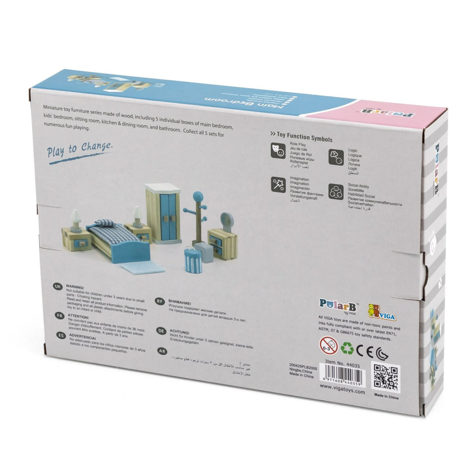Деревянная мебель для кукол Viga Toys PolarB 44035 Спальня
