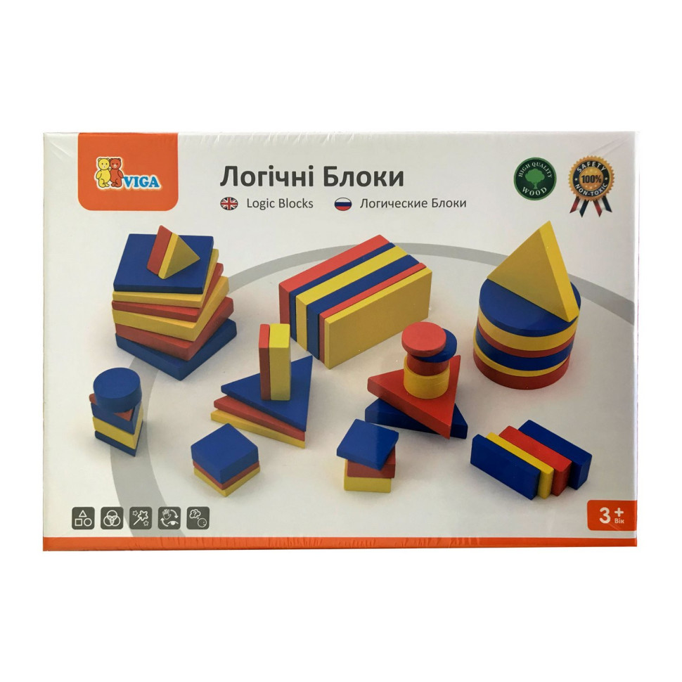 Навчальний набір Логічні блоки Дьєнеша Viga Toys 56164U, 48 деталей