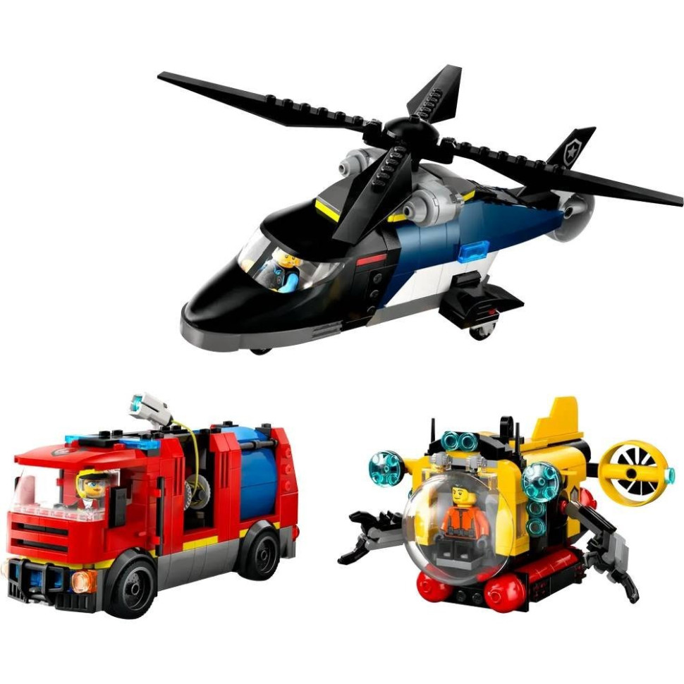 Конструктор Ремікс вертольотів, пожежних машин і підводних човнів LEGO 60462, 874 деталі