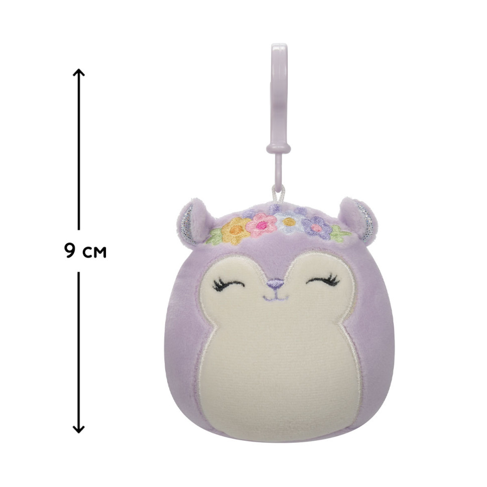 Мягкая игрушка Белка Сидни Squishmallows SQCP00180 на клипсе 9 см