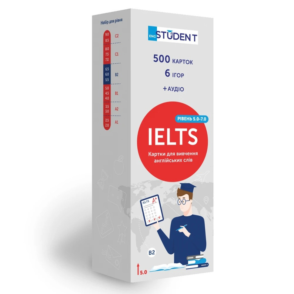 Картки для вивчення англійської мови IELTS 5.0-7.0 English Student 591225986 англ-укр 500 карток