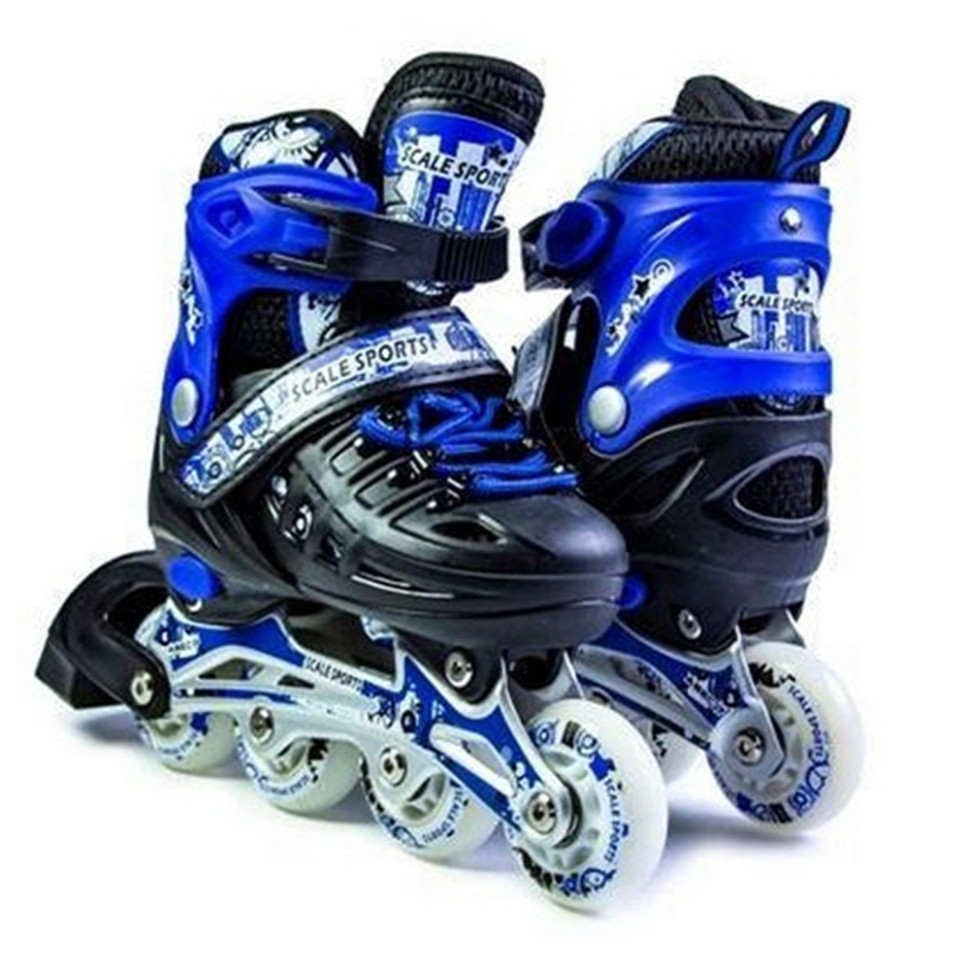Детский набор ролики с комплектом защиты Scale Sports LFC905SBLUE размер 29-33 защита, шлем