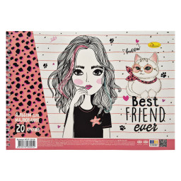 Альбом для рисования Best friend ever Апельсин АП-0308-7, 20 листов, 100 г/м2