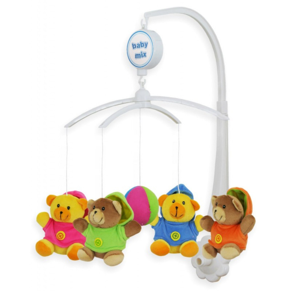 Мобиль для кроватки Мишки Baby Mix TK-776M плюшевый механический 9458