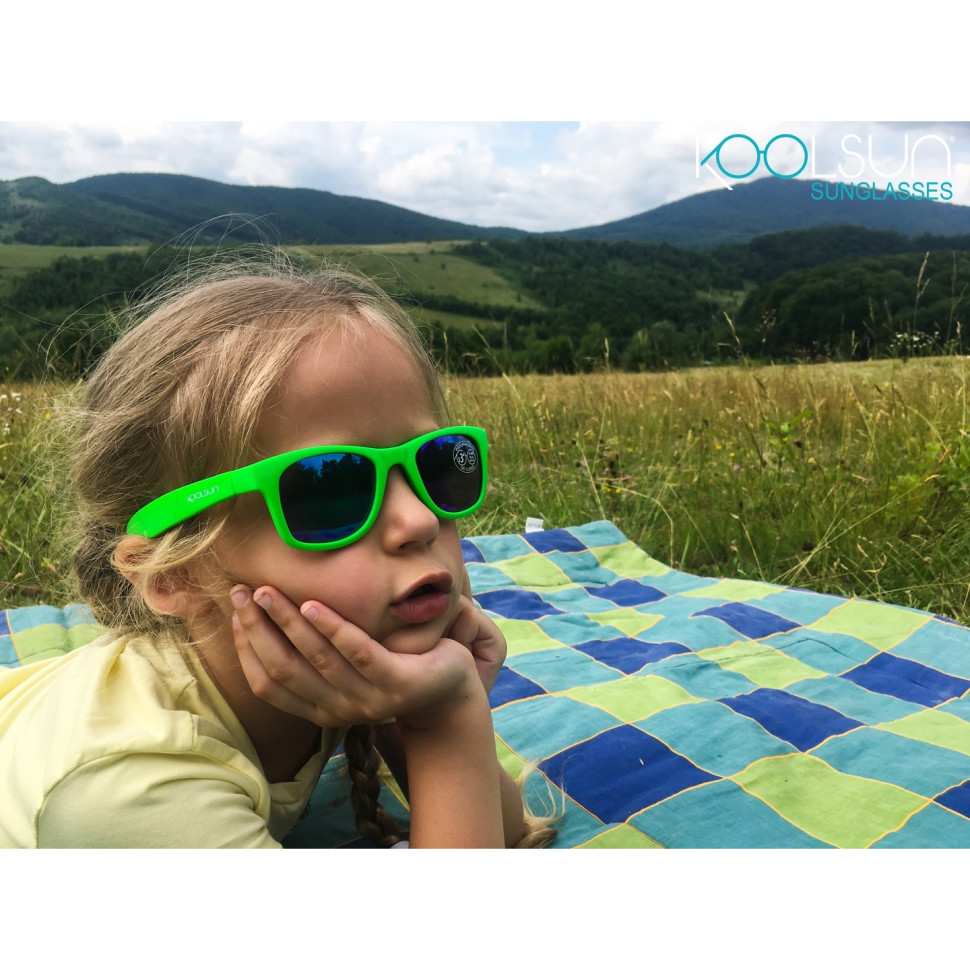 Дитячі сонцезахисні окуляри Koolsun неоново-зелені серії Wave (Розмір: 3+) KS-WANG003