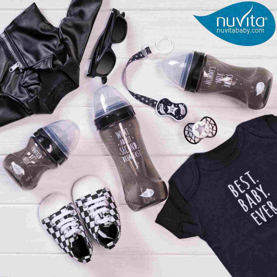 Дитяча пляшечка Nuvita 6012 Mimic Cool 150мл 0+ Антиколікова чорна NV6012BLACK