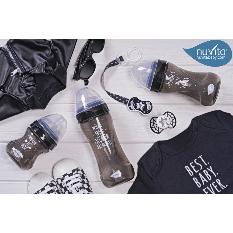 Дитяча пляшечка Nuvita 6012 Mimic Cool 150мл 0+ Антиколікова чорна NV6012BLACK