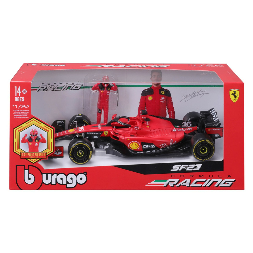 Автомодель с фигуркой FERRARI SF-23 Bburago 18-26809 масштаб 1:24
