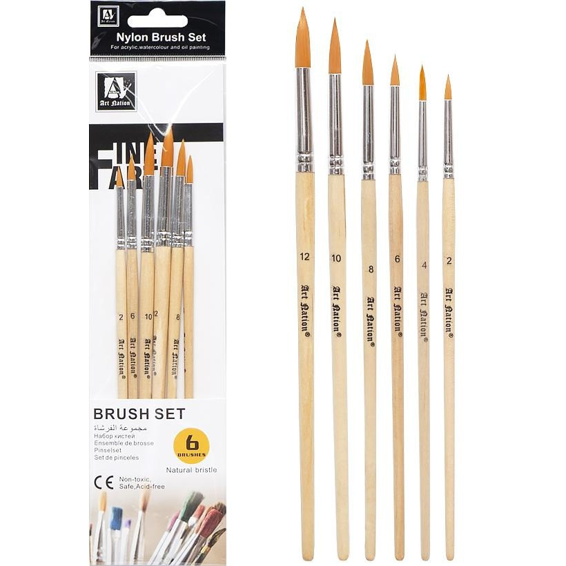 Набор художественных кистей из натуральной щетины COLOR-IT BR5806, 6 шт