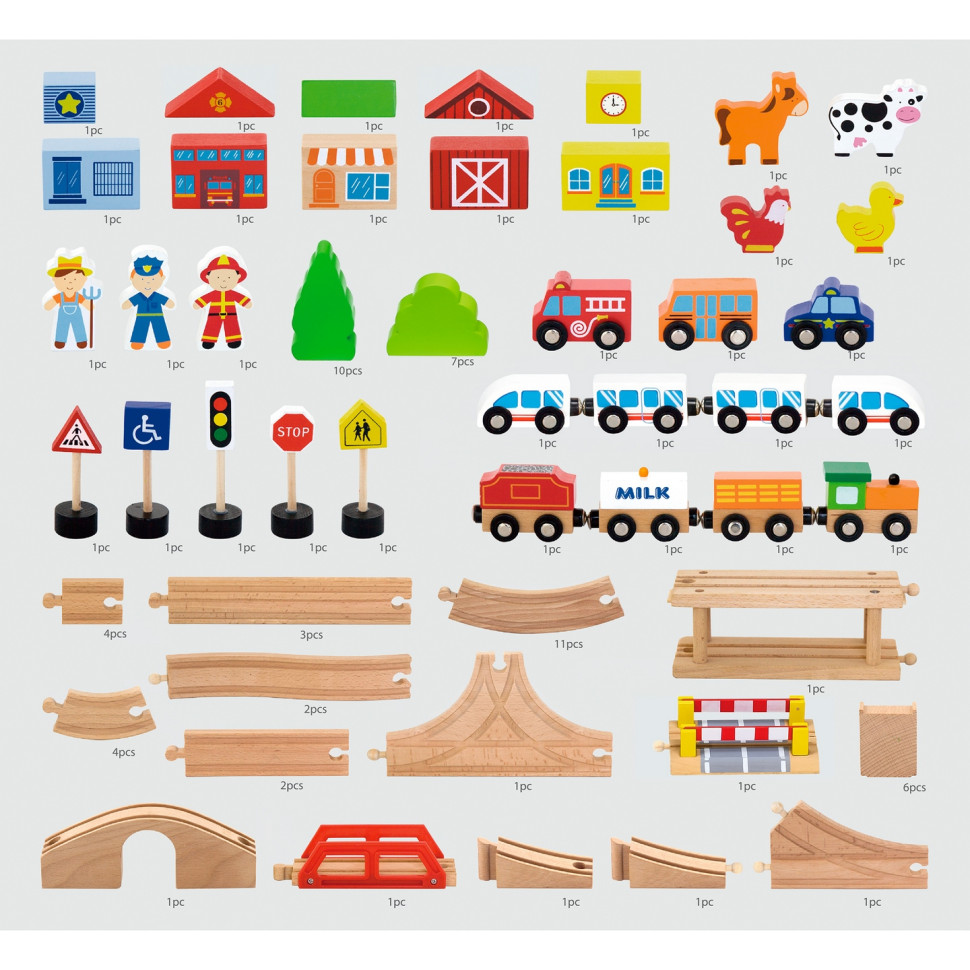 Дерев'яна залізниця Viga Toys 50998, 90 елементів