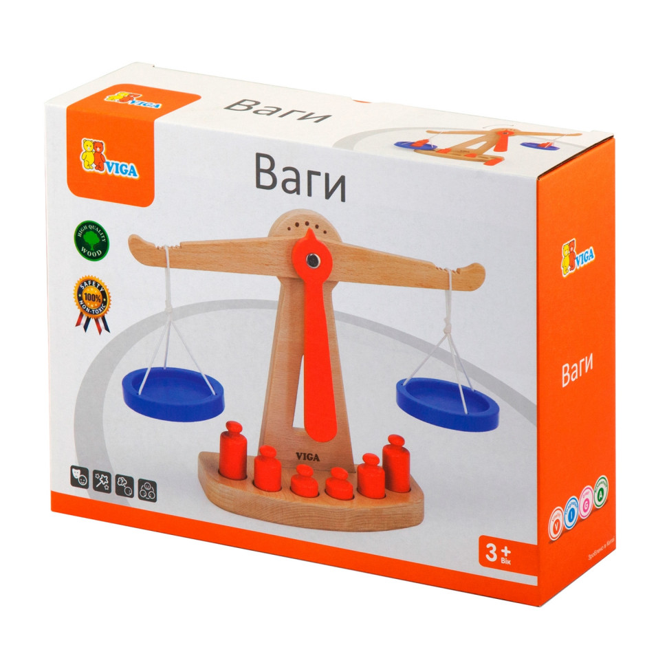 Деревянные обучающие весы Viga Toys 50660 с гирями 