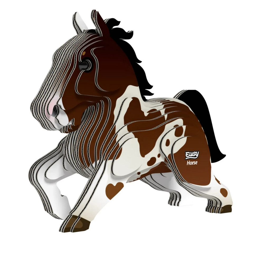 Збірна картонна 3D модель Зоопарк: Кінь EUGY XEG-134, 8х9,6х4 см