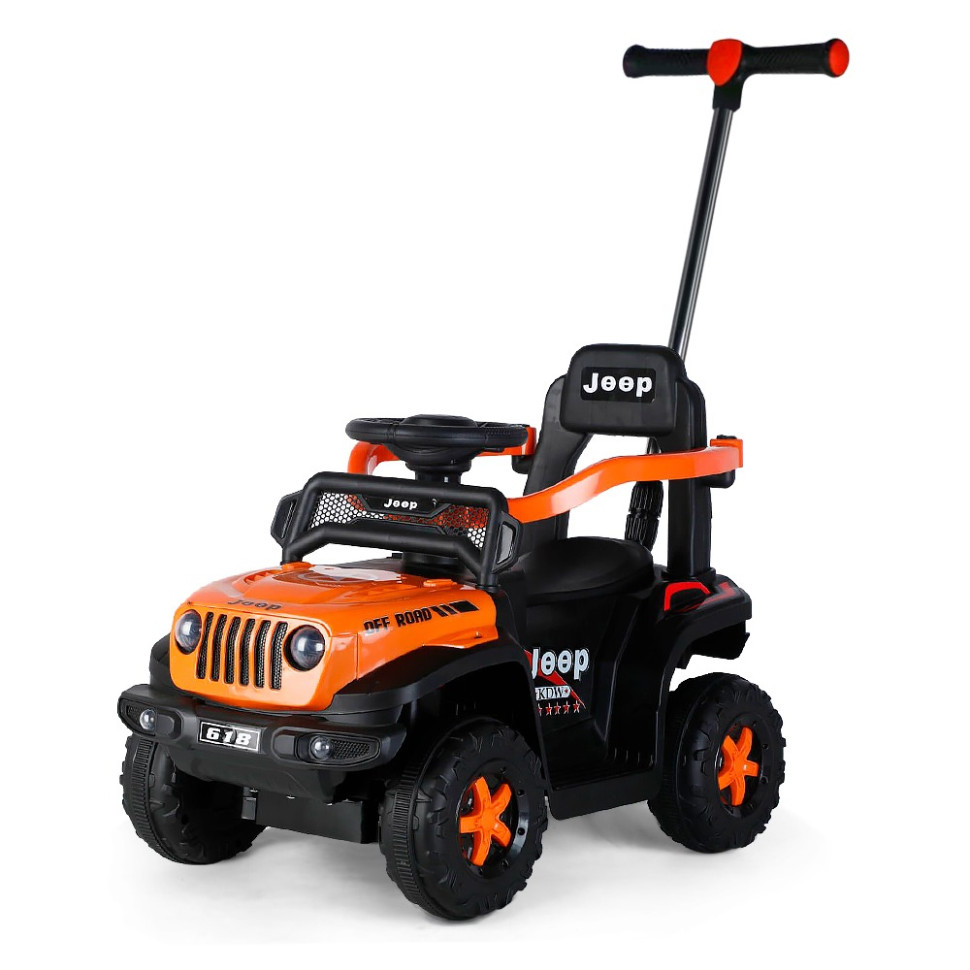 Детская каталка-толокар Bambi Racer M 5789EL-7 оранжевый, c родительской ручкой