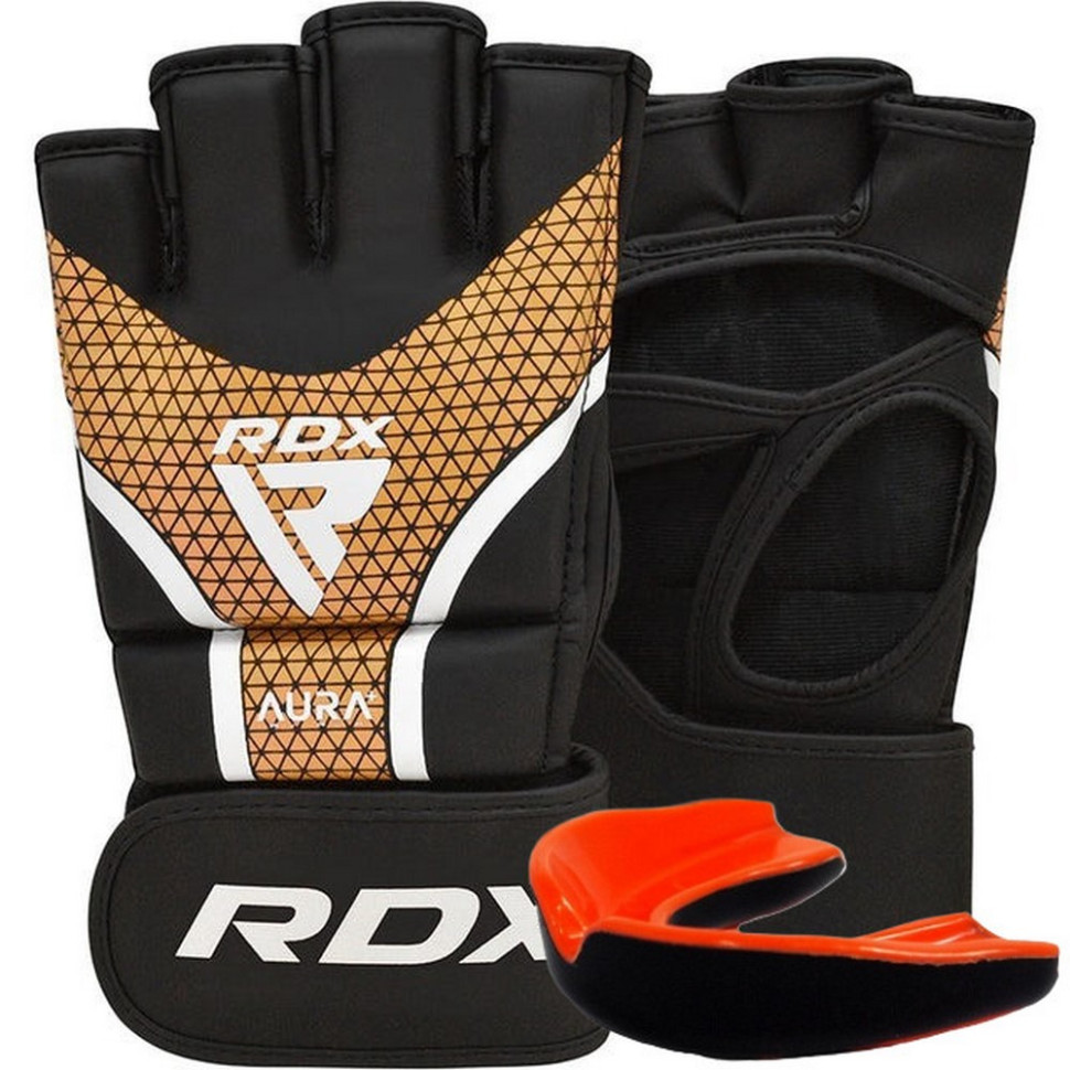 Рукавиці для ММА AURA PLUS T-17 RDX Inc Limited GGR-T17BGL-L+ Black Golden, L (капа у комплекті)
