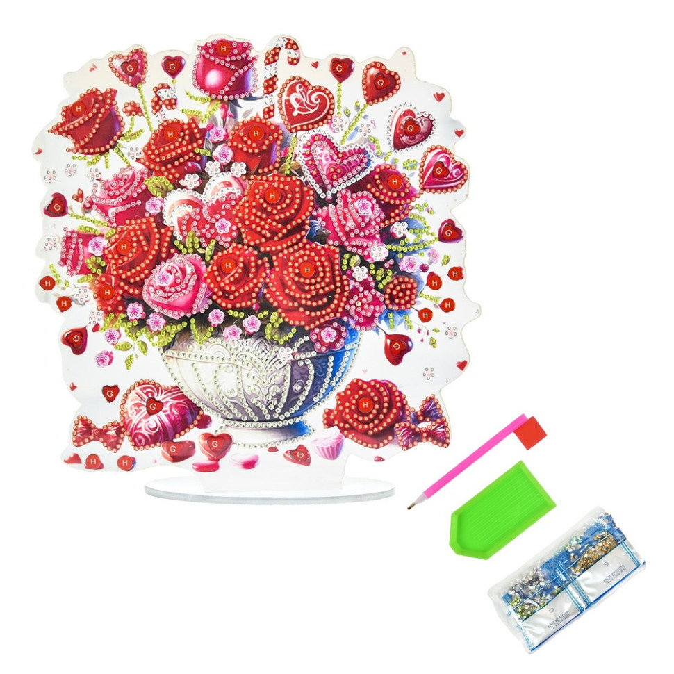 Набір для творчості алмазна мозаїка Чарівність троянд Strateg YKLZ15279 на підставці 25х25 см