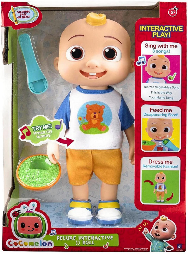 Интерактивные куклы и пупсы: CoComelon Deluxe Interactive JJ Doll Джей Джей со звуком CMW0058