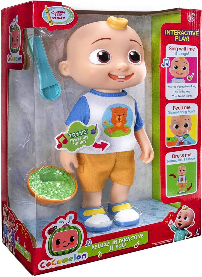 Интерактивные куклы и пупсы: CoComelon Deluxe Interactive JJ Doll Джей Джей со звуком CMW0058