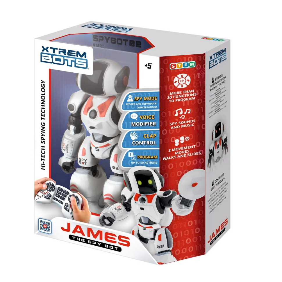 Радиоуправляемый Робот-шпион Джеймс STEM BlueRocket XT3803084 с музыкой