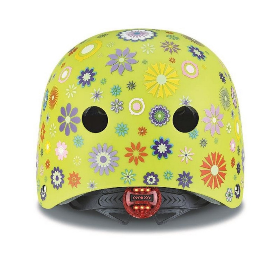 Шлем защитный детский GLOBBER 507-106 Цветы зеленый, с фонариком, 48-53 см