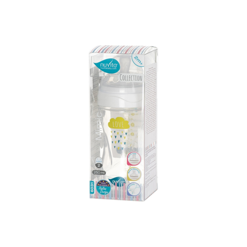 Дитяча пляшечка Nuvita 6031 Mimic Collection 250мл 3+ Антиколікова біла NV6031BIANCO