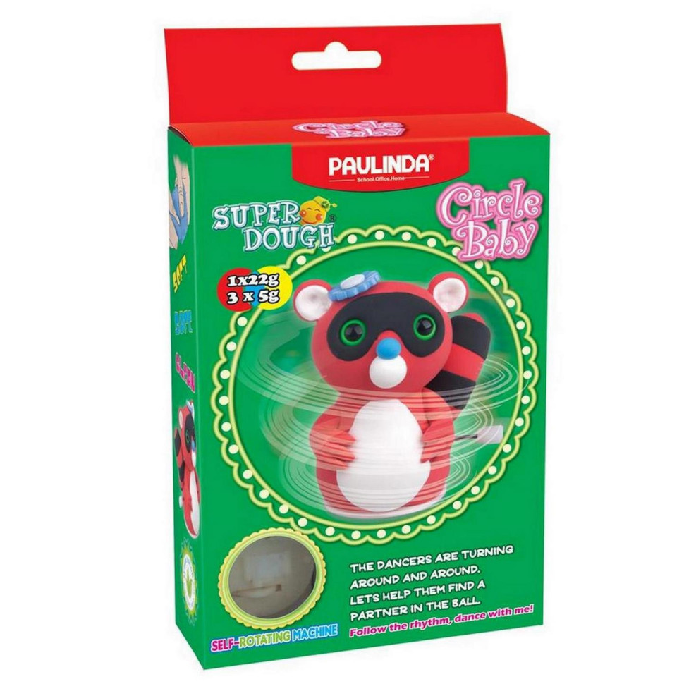 Маса для ліплення Paulinda Super Dough Circle Baby Єнот заводний механізм, червоний PL-081177-1