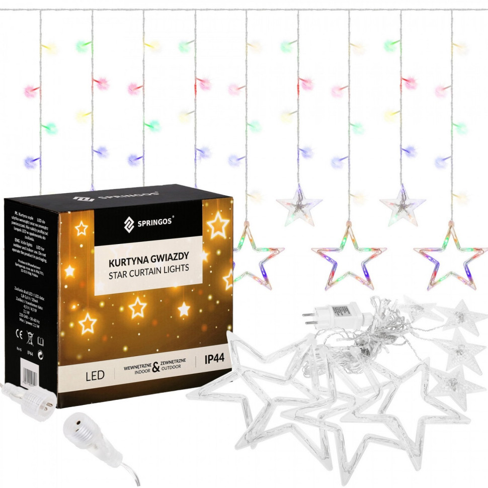 Гирлянда бахрома уличная Springos CL4018, 2 м 92 LED, Mix