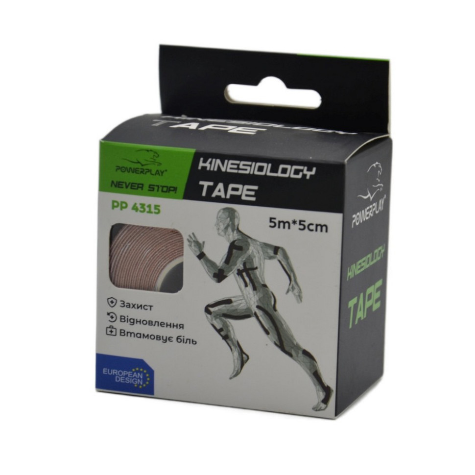 Кинезиологический тейп 4315 PowerPlay PP_4315_Beige, Бежевый 5 см х 5 м