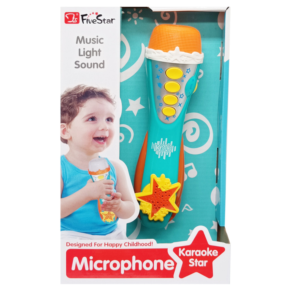 Детский игрушечный микрофон Bambi 34564AB(Turquoise) звук, музыка, регулятор громкости
