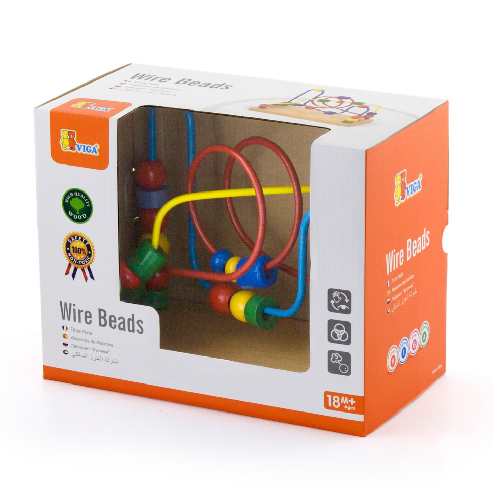 Розвиваючий лабіринт Кольорові намистини Viga Toys 56256 дерев'яний