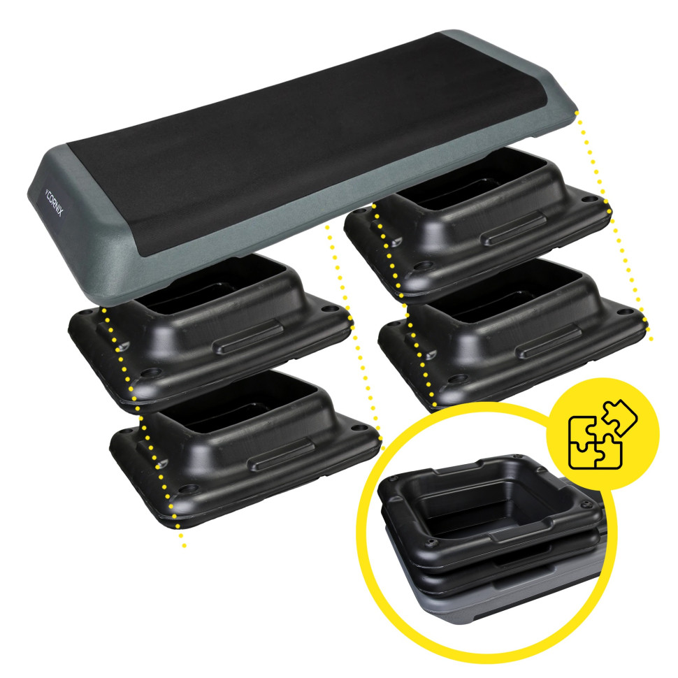 Степ-платформа 3-ступенчатая Pro Cornix XR-0403 Black/Grey 109 х 41 х 10-20 см 