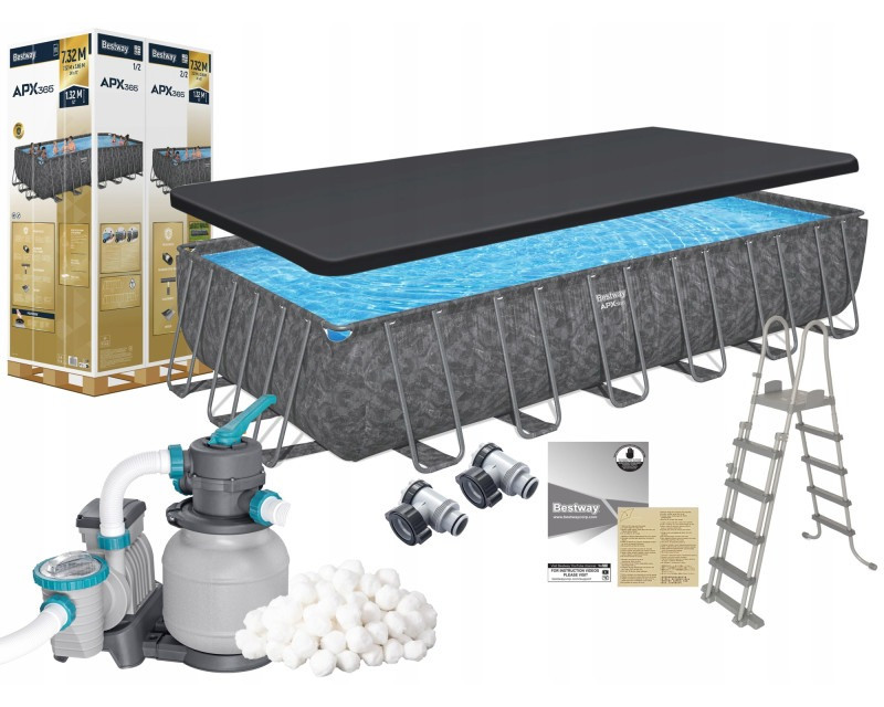 Бассейн каркасный прямоугольный Bestway 561KG 732х132 см, 30045 л