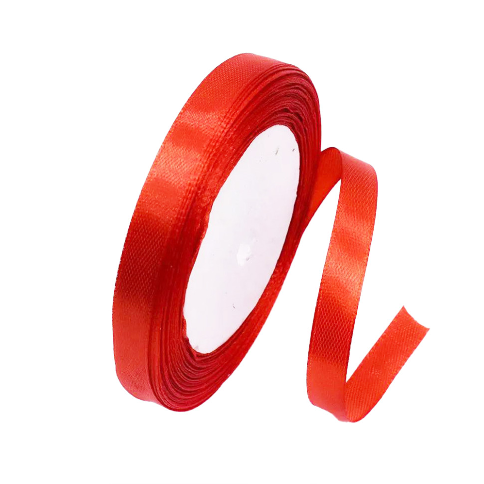 Атласна стрічка для рукоділля Bambi АБ-635, 1,2 см x 23 м, червоний