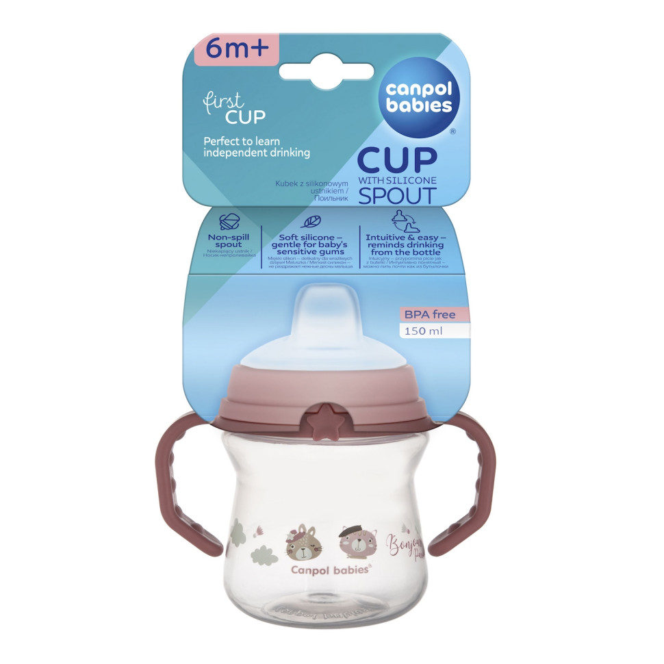Кружка тренировочная с силиконовым носиком Bonjour Paris FirstCup Canpol babies 56/612_pin 150 мл