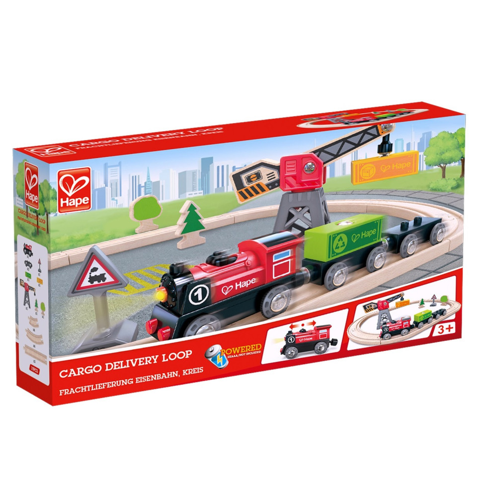 Игрушечная железная дорога Доставка грузов Hape E3731 на батарейках