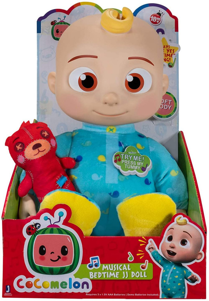 Інтерактивні ляльки й пупси: CoComelon Roto Plush Bedtime JJ Doll Джей Джей зі звуком CMW0016