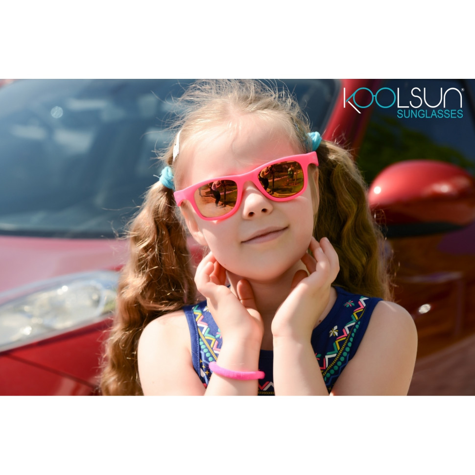Детские солнцезащитные очки Koolsun неоново-розовые серии Wave (Размер: 3+) KS-WANP003