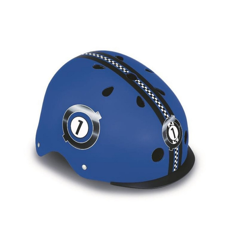 Шлем защитный детский GLOBBER 507-100 Гонки синий, с фонариком, 48-53 см